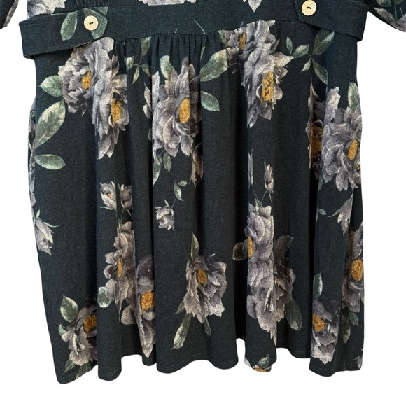 Yellow Star 4X Floral Fit & Flare Dress Cowl Neck Romantic Cottagecore Softgirl - Picture 6 of 8